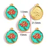 Colgante de Aleación de Esmalte Colorido Estilo Pintura al Óleo Flor de Lirio y Tulipán Charms Decorativos para Pulsera Collar DIY W662