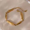 Pulsera Geométrica Lineal Lisa Irregular de Acero Inoxidable Oro 18K Estilo Europeo y Americano Joyería que No se Desvanece Accesorios Transfronterizos