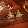 Pendientes de Zirconia con Anillo de Saturno Inspirados en el Diseño, Exquisitos Completamente Diamantados, Pendientes Versátiles de Moda de Gama Alta, Accesorios de Diosa de Moda