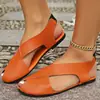Comercio exterior 2026 primavera/verano sandalias de mujer estilo coreano con tiras cruzadas, puntera abierta, tacón bajo, cuero suave, casual, planas, sin cordones, para uso en exteriores