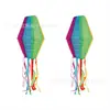 Amazon Nuevo Color Patchwork Farol de Papel Ovalado Globo Aerostático Borla Multicolor Suministros para Decoración de Fiesta Festival