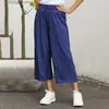 Roupas femininas transfronteiriças da Amazon estilo primavera europeu e americano sem cinto soltas cintura alta soltas calças cropped estilo artístico calças de perna larga