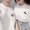 Camiseta de Verano Fresca de Seda de Hielo Estilo Hong Kong para Hombres y Mujeres Camiseta Versátil Sencilla Vestido de Pareja Hombres y Mujeres Mismo Mangas Cortas Tendencia