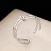 Anillo de Nudo de Doble Capa con Línea de Personalidad de Moda Anillo de Punto Geométrico Asimétrico de Fashionista Coreana Anillo Abierto para Dedos de Mujer