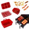 Bandeja Rectangular de Silicona Multifuncional para Freidora de Aire, Grado Alimenticio, con Rejilla para Tocino y Hot Dogs, Bandeja para Hornear, Pizza