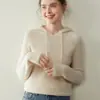 Baicai Rong Outono Inverno Novo Moletom de Cashmere Canelado Moda Casual Manga Longa Suéter com Capuz Tricô