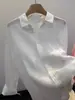 Camisa Delgada de Ramio Rosa Boluo para Mujer, de Manga Larga, Holgada y Versátil, Camisa de Protección Solar para Primavera y Verano, Top Estilo Perezoso Adelgazante