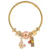 Pulsera Panjia Nuevo Estilo Distintiva de Acero Inoxidable con Perlas para Mujer Colgante de Flor de Aceite que Cae Diamante Moda Popular de Internet Pulsera para Novia