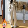 Pantalones de pierna ancha con forro de polar tejido pantalones de arroz glutinoso gris pantalones de mujer de caída cintura alta pantalones de mopa delgados rectos casuales