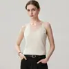Camiseta sin mangas fina de cachemir para mujer, cuello en V, tirantes finos tipo espagueti, color liso, corte ajustado, capa base, Otoño/Invierno, nueva, sin mangas, ropa interior, espalda bonita