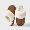 Pantuflas de algodón forradas de pelo de comercio exterior para mujer para otoño e invierno, pantuflas de pelo caseras engrosadas y cálidas, pantuflas de felpa antideslizantes de invierno