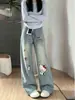 Jeans Rectos Bordados Chao Li Youhuo para Mujer, Nuevo Estilo Otoño, Adelgazantes, Holgados, Moda Callejera de Alta Gama, Pierna Ancha, Pantalones de Longitud Completa