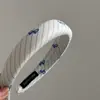 Diadema de Banda para el Cabello con Lazo de Rayas Azules Oblicuas Frescas Esponja Parte Superior Cranial Girly Elegante Diadema Versátil Tarjeta para el Cabello de Fuera de Lugar Mujeres