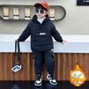 Traje Acolchado de Algodón para Niños para Otoño Profundo e Invierno Ropa de Algodón Acolchada Forrada de Polar para Niños Conjunto de Dos Piezas Ropa Cálida para Niños Comercio Exterior Ropa para Niños