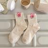 Calcetines Lindos de Conejo, Calcetines de Algodón Puro para Mujer para Primavera y Verano, Calcetines de Algodón a Media Pantorrilla con Puntos, Calcetines de Personalidad de Dibujos Animados para Mujer, Calcetines Zhuji
