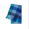 Bufanda de Hilo Circular de Comercio Exterior para Mujer, Bufanda de Invierno Arcoíris a Cuadros de Doble Cara, Bufanda de Mohair con Combinación de Colores, Borla Estilo Ac
