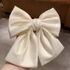 Pinza para el pelo de estilo coreano color vino tinto con lazo grande para la parte trasera de la cabeza, pinza de resorte de satén, pinza superior, accesorios para el pelo lindos y dulces, tocado