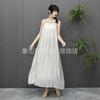 Yunnan Xinjiang Sanya tie-dye saia embrião branco estilo étnico suspensórios vestido longo 2025 novas roupas femininas de viagem