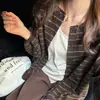 Coleção nova de 2026: Cardigan listrado de botões, caimento relaxado, estilo solto, para mulheres, manga longa, outerwear casual outono/inverno