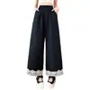 Pantalones de Pierna Ancha con Parches de Encaje para Mujer, Nuevo Estilo Primavera/Verano 2026, Cintura Elástica, Tiro Alto, Holgados, Delgados, Pantalones Casuales de Pierna Recta