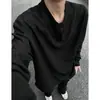 Camiseta básica tipo Henley de punto gofre para hombre, primavera y otoño, corte limpio, manga larga, estilo americano, top interior holgado