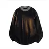 Suéter Jersey de Cuello Redondo Color Block Hecho a Mano con Puntadas Estilo Old Money de Invierno con una Atmósfera Pesada para Hombres y Mujeres Parejas