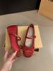 Altura Interna Sapatos Vermelhos Únicos Sapatos Femininos Primavera e Outono 2025 Novo Verão Brisa Francesa da Noite Sapatos Mary Jane Ballet