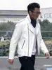 Jaqueta de Couro Masculina Amarela e Preta, Jaqueta de Couro PU Estilo Regular, Nova Jaqueta de Couro Masculina Estilo Coreano 2026 Tamanho Grande para Motociclista