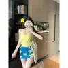 Estilo Chica Caliente Top Tubo Sexy Chaleco Delgado Falda de Verano para Mujer de Cintura Alta Falda de Cadera Conjunto de Dos Piezas