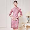 Vestido de noiva outono 2022 vestido vermelho plus size Europa e Estados Unidos novo vestido para sogra sogra atacado