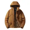 Explosões de Comércio Exterior Grafeno Quente e Confortável Roupas Rústicas Marca da Moda Capuz para Casais Corta-vento Impermeável Roupa de Montanhismo Jaqueta Acolchoada de Algodão