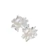 Nafoge Joyería de Plata al por Mayor Moda Pendientes Grandes de Pétalo de Plata para Mujer Pendientes de Plata de Ley 925 con Perla Natural