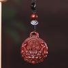 Sândalo Pixiu Cabeça de Dragão Moeda dos Cinco Imperadores Pingente de Fortuna Chaveiro de Madeira Ornamento Acessório Pingente Sorte Ornamento de Mão
