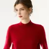 Capa base de punto de cachemira versátil para mujer, color liso de moda, nuevo estilo otoño/invierno, cuello semialto, engrosada y diseño simple