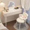 Tocador blanco sencillo para dormitorio, tocador moderno minimalista para apartamento pequeño, tocador de maquillaje calmante estilo wabi-sabi crema de lujo ligero