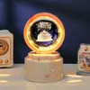 Bola de Cristal Transfronteiriça Base Giratória com Textura de Madeira Luminária Noturna Brilhante Lâmpada do Céu Estrelado 3D Decoração de Mesa Presente Criativo de Feriado
