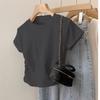 Camiseta de Manga Corta para Mujer Estilo Retro Americano, Nuevo Modelo Verano 2026, Corte Ajustado, Corta, Top Impresionante y Único