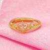 Anillo de corona de princesa hueca transfronterizo para mujer, versátil, dorado, abierto, ajustable, anillo para dedo índice Corazón de Blancanieves