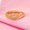 Anel de Coroa Europeu e Americano de Moda Transfronteiriça Cravejado com Zircônia Diamantada Recortado Elegante de Ponta Aberto Ajustável Anel Presente