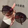 Óculos de sol femininos marrons estilo coreano ins, de alta qualidade, com proteção solar e UV, armação grande, emagrecedores, modernos e na moda