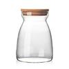 Tarro de té, tarro sellado, tarro trapezoidal de vidrio de borosilicato, botella de almacenamiento de alimentos para cocina del hogar con tapa de bambú, tarro de almacenamiento