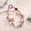 Nuevo Colgante de Cadena para Teléfono Móvil de Gato de Peluche con Cuentas para Mujer, Colgante de Bolsa de Dibujos Animados Lindo, Cordón de Moda y Creativo