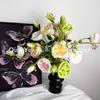 Rosa Artificial de Três Cabeças Rosa Austin Flor Artificial Arranjo de Chão para Casamento Atacado Transfronteiriço Flor de Seda Especial para Casamento