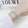 Colar Quadrado de Pedra Olho de Gato Azul Marinho Fresco e Doce para Mulheres Exquisito Colar de Contas de Vidro Transparente Pulseira Coleção de Contas