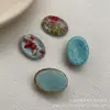 Zhen Tu Estilo Retro Hong Kong Semitransparente Lámina de Oro Flor Seca Oval DIY Accesorios de Resina Pendientes Pasador Materiales para Funda de Teléfono