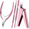 Herramientas para uñas de acero inoxidable calientes transfronterizas Tijeras para uñas verticales combinación de cuatro piezas tijeras para piel muerta de titanio de color traje