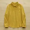 Camisa de Manga Larga de Gasa de Doble Capa de Algodón Puro para Mujer, Sencilla de Color Sólido Versátil Cuello Puntiagudo Artístico Suave Agradable a la Piel Top de Algodón para Bebé