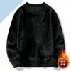 Sudadera cálida, de cuello redondo, corte holgado, estilo americano, forrada de polar y engrosada para otoño e invierno, con diseño estilo Hong Kong, y estilo pullover de cuello redondo para hombre
