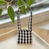 Bolsa de Lona Mini Linda Muñeco de Peluche Bolsa a Cuadros Muñeco de Gato Kt Accesorios de Cachorro West Highland Bolsita Cruzada a Cuadros