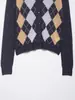 Suéter de Punto Suave con Cuello en V Acolchado de Manga Larga Retro para Mujer Cárdigan de Manga Larga Nuevo Estilo Estilo Transfronterizo Europeo y Americano